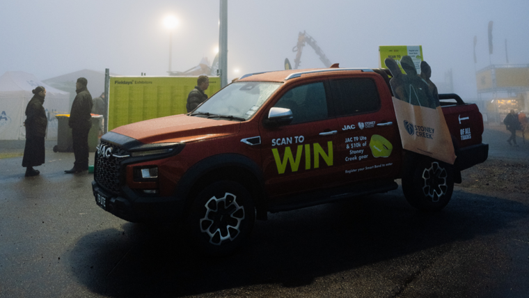 scan to win at fieldays The chance to win a JAC T9 ute & $10k of Stoney Creek gear